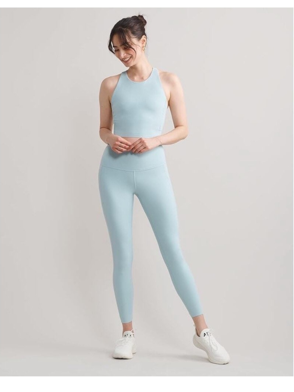 Rhone Revive longline bra tank & 7/8 pocket leggings set, S, blue cloud